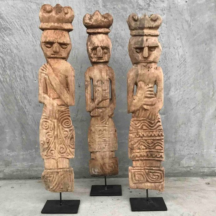 Wooden Tribal Men On Stand