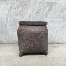Aged Brown Basket With Lid L